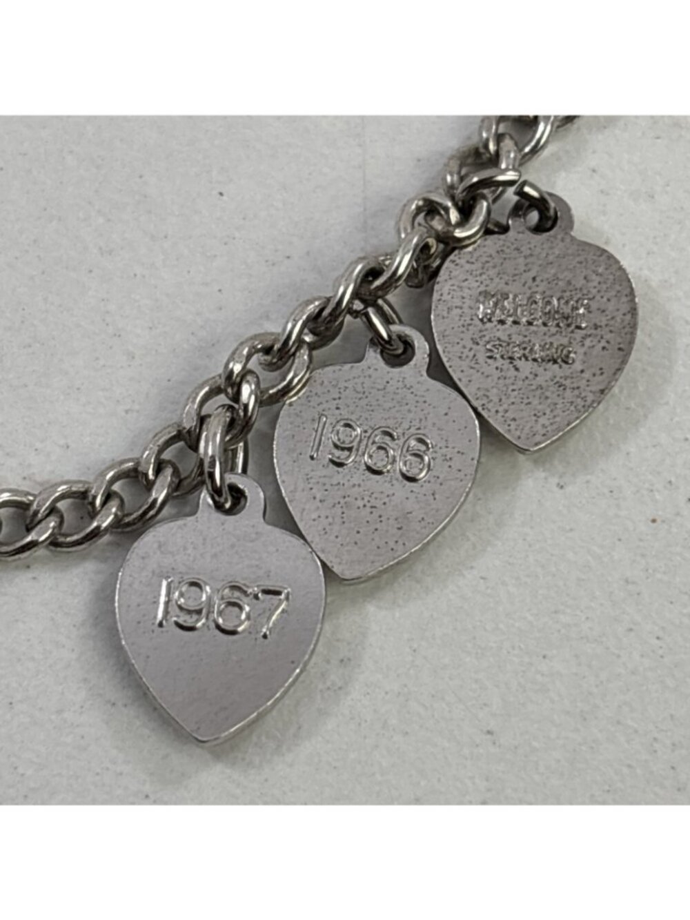 Vtg Beta Sigma Phi Sorority Heart Charm Bracelet Sterling Silver 7.5" 1966 1967 - Picture 4 of 5